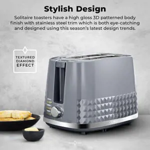 Tower Solitaire Grey 2 Slice Toaster